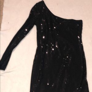 One-Sleeved Sequin Mini Dress
